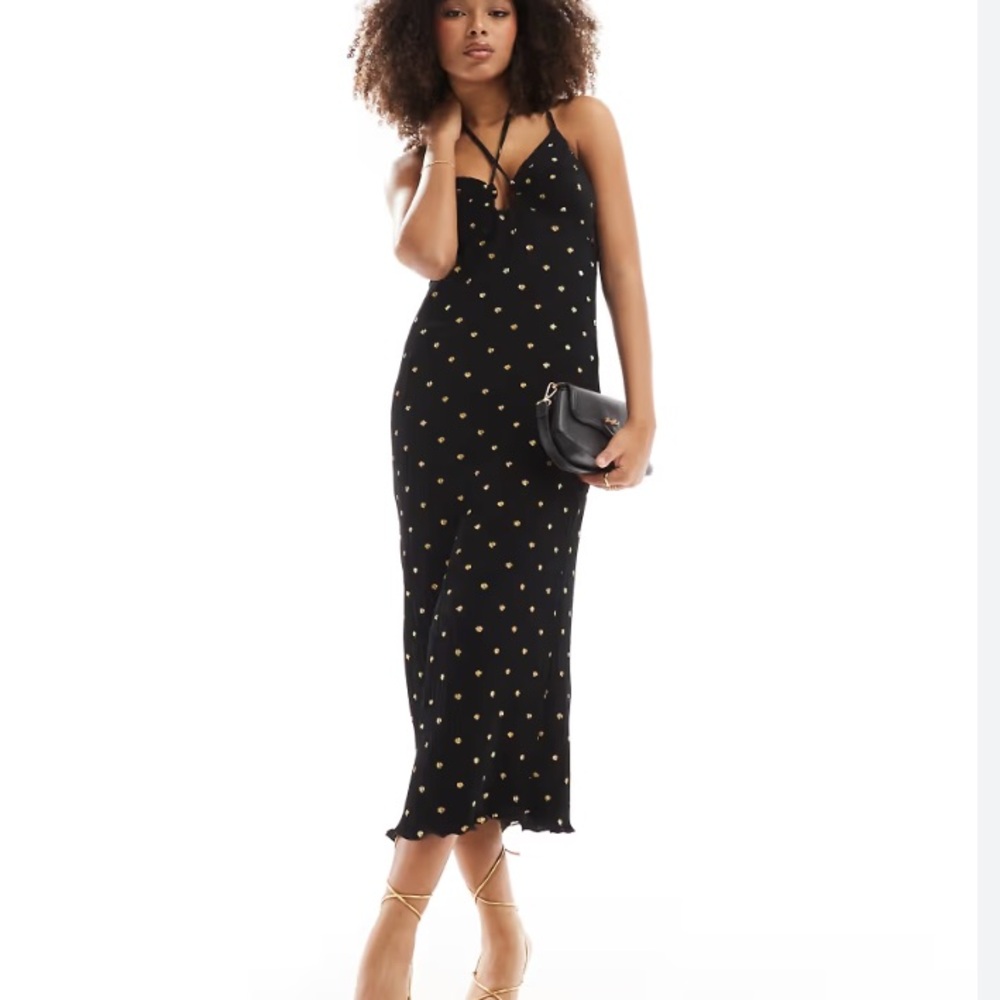 Never Fully Dressed Black and Gold Polka Dot Dress